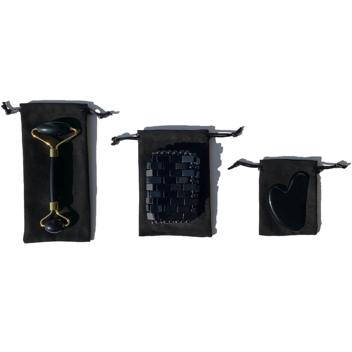 Best DEWY BLACK OBSIDIAN Eye Mask, Face Roller and Gua Sha SKIN KIT