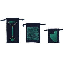 Load image into Gallery viewer, The best green aventurine jade eye mask, face roller and gua sha lifting and toning skin kit.